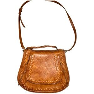 Urban Expressions Elegant Tan vegan Leather saddle style Shoulder Bag